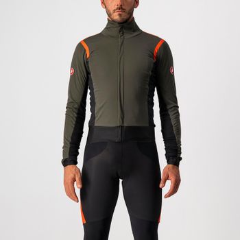Castelli Alpha Ros 2 Jacket - L - Military Green/Fiery Red-Silver