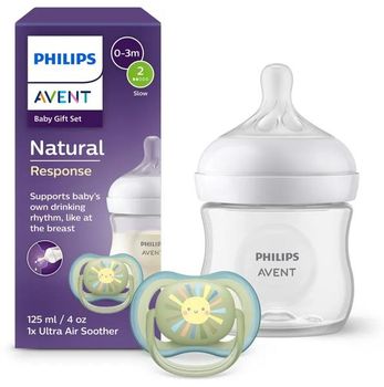 Philips Avent SCD837/10 Biberón Natural Response Tetina 2 125 ml + Chupete Ultra Air 0-6m
