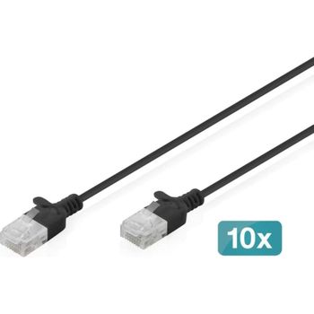 Cable de Red Digitus CAT6 U/UTP Slim 0.30m Negro 10 Unidades