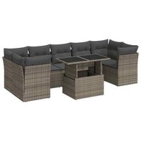 set de sofas de jardin y cojines 8 piezas ratan sintetico gris