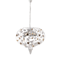 preciosa lampara de arana de hierro lacado blanco shabby 5 luces 125 o68 bl196-5-bco