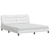 cama con colchon hvar cuero sintetico blanco 180x200 cm vidaxl