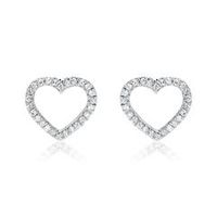 14 quilates pendientes corazon de oro blanco con diamantes