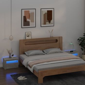 Mesitas De Noche (2 Uds) - Dormitorio - Madera De Ingeniería - Gris Hormigón (60x35x40cm)