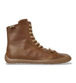 Camper para mujer. K400861-003 Botines de piel Peu Path+ marrón (42), Plano, Cordones, Casual