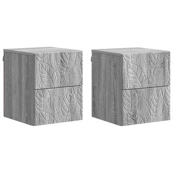 Mesita De Noche De Pared 2 Uds. Sonoma Gris 34,5 X 33 X 40 Cm Vidaxl