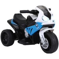 homcom moto electrica para ninos de 18-36 meses con licencia bmw s1000rr con velocidad 25 kmh carga 20 kg 66x37x44 cm azul
