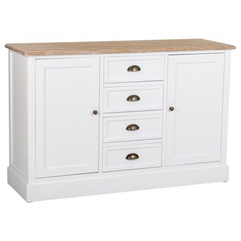 Aparador de madera de 4 cajones y 2 puertas blanco