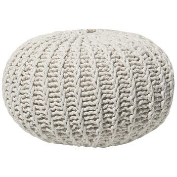 Puf Otomana Beige Tejido De Algodón Relleno De Eps Reposapiés Pequeño Redondo 50 X 35 Cm Conrad Ii