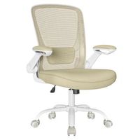 silla de escritorio ergonomica giratoria lumbar malla apoyabrazos - beige