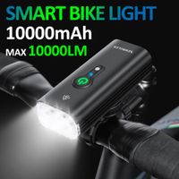 newboler-luz frontal inteligente para bicicleta 10000mah 10000lm resistente al agua carga usb lampara para ciclismo de carretera de montana accesorios para bicicleta