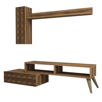 Mueble Tv Con Estante Planeta Nogal