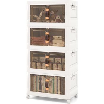 Cajas Almacenaje 135l Costway Juego De 4 Cajas Organizadoras Plastico Con Ruedas Bloqueables