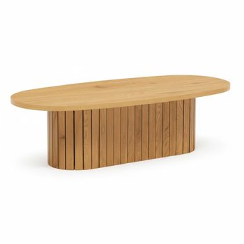 Mesa de centro ovalada de melamina de madera clara