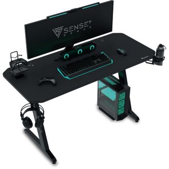 SENSE7 Nomad Basic Mesa Gaming Ergonomicos con Accesorios 140x60 Negra