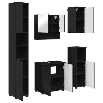 Juego De Muebles De Baño 5 Uds. Negro 61 X 35 X 64 Cm Vidaxl