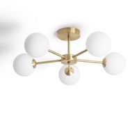 lampara de techo metal y cristal moonlight brass 5 focos dorado