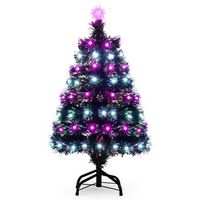 mini arbol de navidad fibra optica 93cm costway multicolor 96 luces led 8 modos