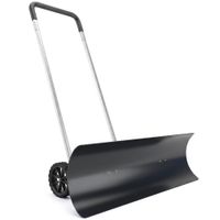 outsunny pala quitanieves grande 95 cm extra ancha pala de aluminio con ruedas mango ajustable y antideslizante inclinada