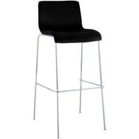 taburete de barra hover tapizado en terciopelo con estructura de cuatro patas cromada negro 48x43x100 cm clp