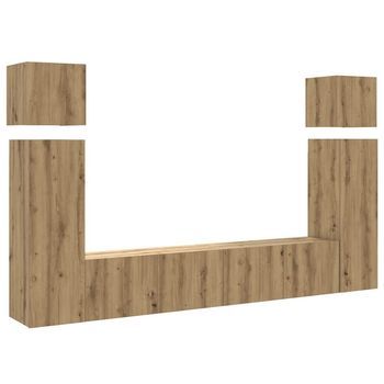 Mueble Para Tv De Pared Madera Contrachapada Artesanal 8 Piezas Vidaxl
