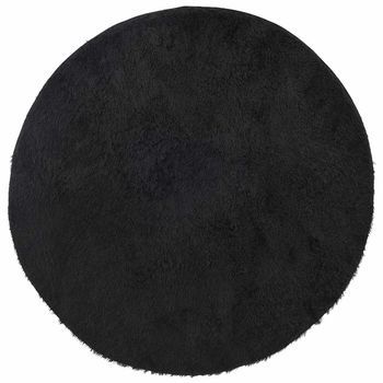 Alfombra Peluda De Pelo Largo Navarra Negra 240x240cm Poliéster
