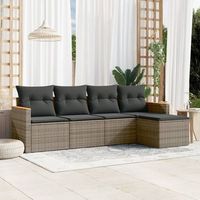 conjunto de sofas jardin con cojines 5 uds  mueble jardin mesa y sillas ratan sintetico gris cfw622129