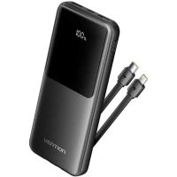power bank vention fhob0 10000mah 225w negra cable usb-c y lightning
