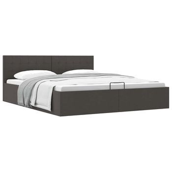 Cama Canapé Hidráulica De Almacenaje Sin Colchón Gris 180x200cm Vidaxl