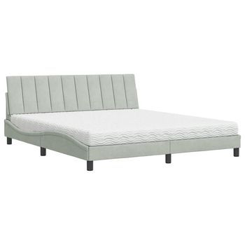Cama Con Colchón Hanko Terciopelo Gris Claro 180x200 Cm Vidaxl