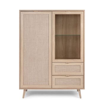 Vitrina 2 puertas 2 cajones 101,5 cm - impresión efecto ratán