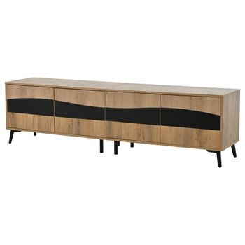 Mueble De Tv 4 Puertas Pb Urban Meuble 180x40x50 Cm - Madera Y Negro