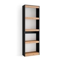 libreria estanteria estanteria libros de pared 60x186x25cm salon - comedor - oficina con almacenaje estilo moderno roble y negro