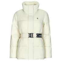 calvin klein jeans abrigo de plumas logo belt waisted short puffer para mujer