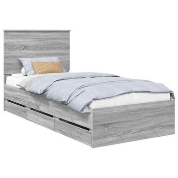 Estructura De Cama Gris Sonoma 90 X 200 Cm Madera Ingenieril Vidaxl