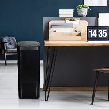 Cubo de basura automático de acero de 50 l negro