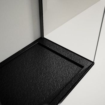 Plato De Ducha Resina Lux Negro  80x100cm Rejilla Color