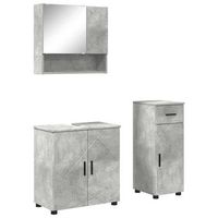 juego de muebles de bano  armario de bano con cajon 3 piezas gris concreto