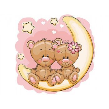 Vinilo Infantil Ositos Luna Rosa 30 Cm X 30 Cm