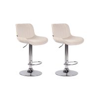 set de 2 taburetes de bar regulable en terciopelo crema