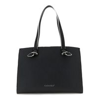 bolso de compras efecto saffiano con asas anudadas y presilla metalica black