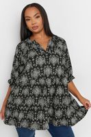 yours bluson negro estampado mosaico mujer curvy y tallas grandes yours