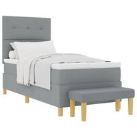 cama tipo box spring con cabecera gris claro 200 x 90 cm tela vidaxl