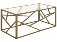 mesa de centro  vidrio dorado