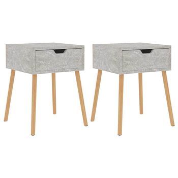 Mesitas De Noche 2 Uds Madera De Ingeniería Gris Hormigón Vidaxl