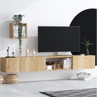 mueble para tv con espacio de almacenamiento imitacion roble claro