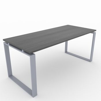 Mesa/escritorio Para Teletrabajo, Oficina Y Hogar. Estructura Cerrada Color Gris Plata. Tablero Color Roble Azabache. Fabricado En España. (180x80cm).