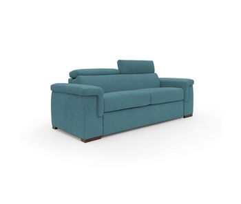 Giunone sofá cama convertible con colchón de 18 cm y reposacabezas reclinables en tejido impermeable 200 cm (mat. 120x197 cm) azul claro