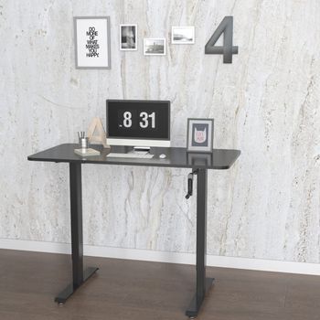 Escritorio de pie placa mdf, armazón de acero negro