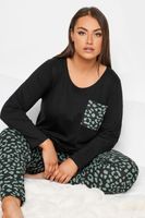 yours pijama negro de algodon con bolsillo estampado animal